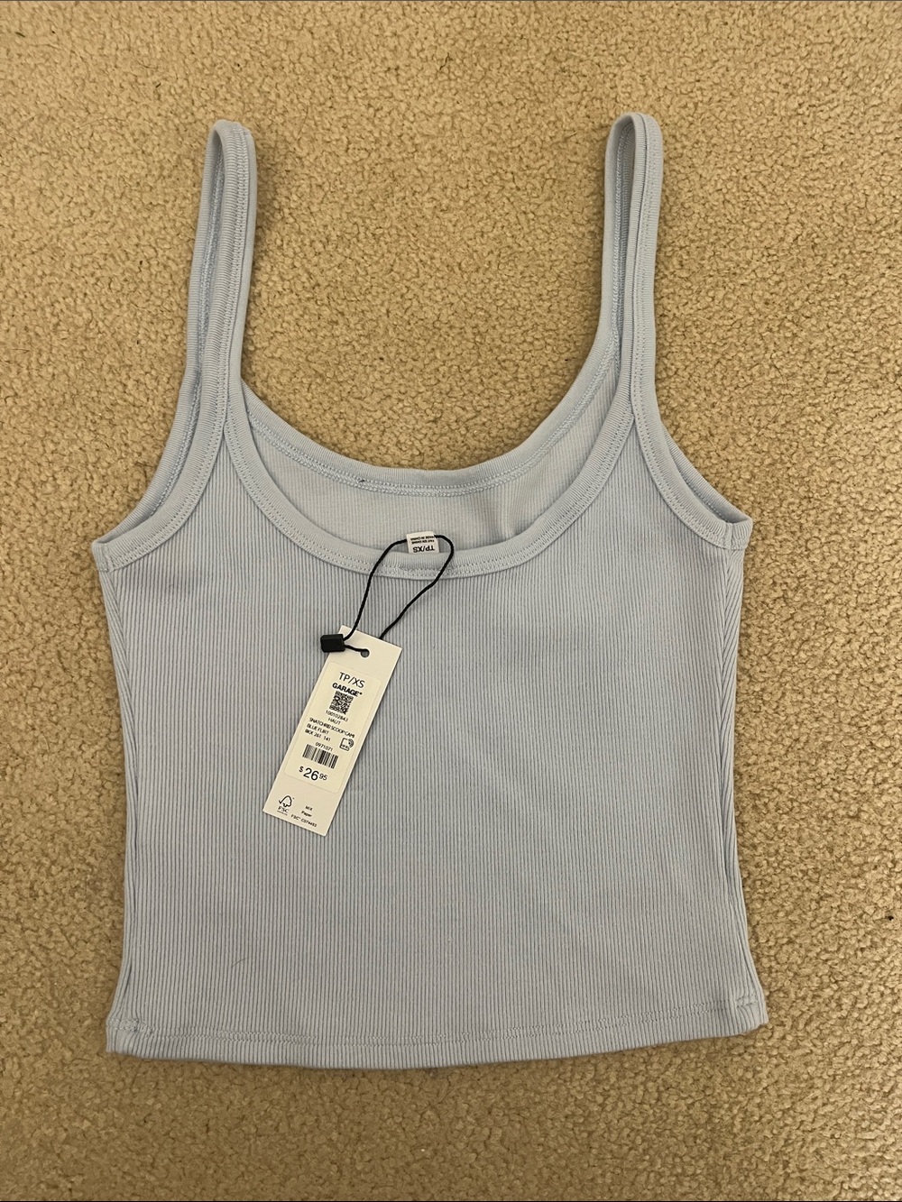 Garage Light Blue Ribbed Tank Top - Picture 2 of 2